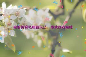 破解传奇私服新玩法，成就游戏巅峰