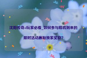 沈阳传奇sf玩家必看_如何参与即将到来的限时活动赢取独家奖励？