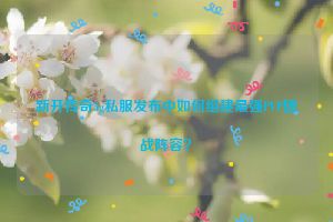 新开传奇3g私服发布中如何组建最强PVP团战阵容？